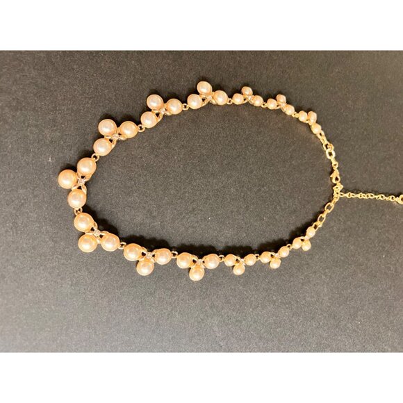 Anne Klein Gold Tone Pearl Crystal Fancy Collar Necklace - Picture 3 of 5